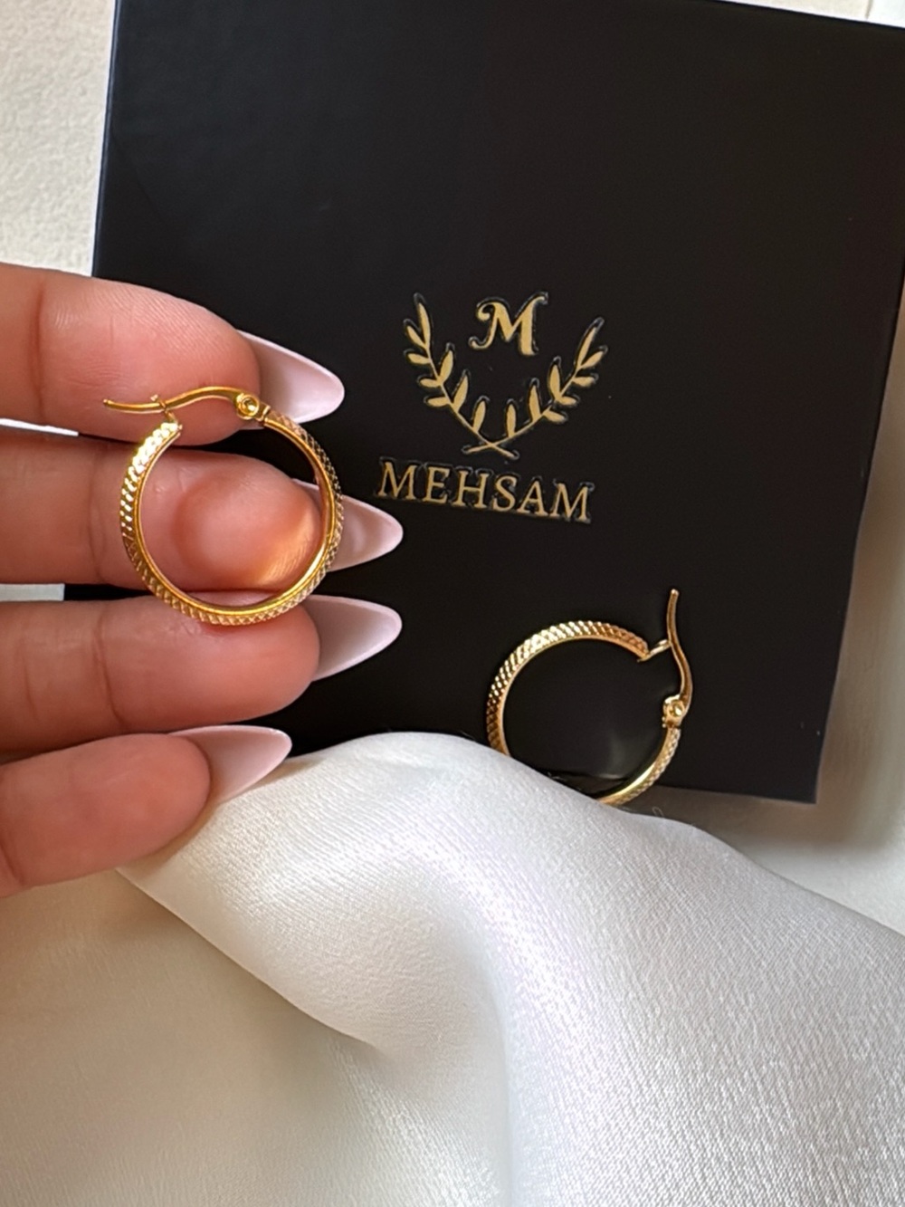 18k Gold FilledTextured Hoop Earrings